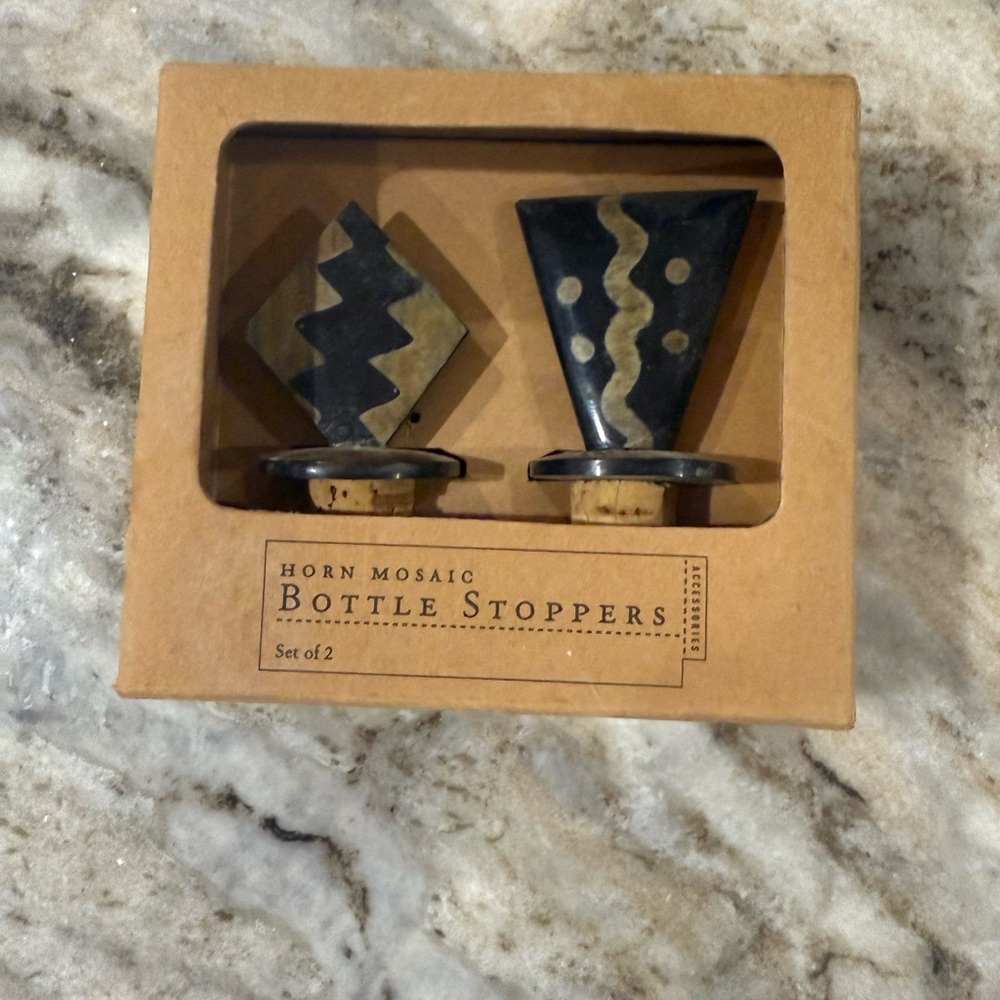 Gift box of two horn mosaic bottle stoppers